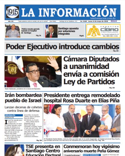 Portada Periódico La Información, Jueves 10 de Mayo 2018