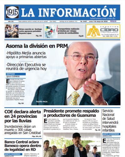 Portada Periódico La Información, Lunes 07 de Mayo 2018