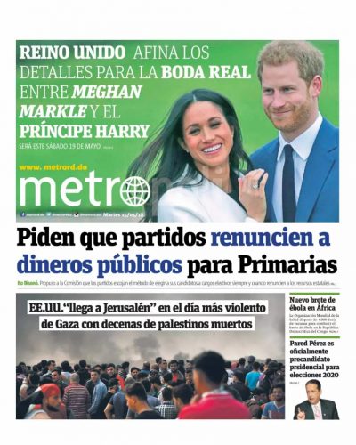 Portada Periódico Metro, Martes 15 de Mayo 2018