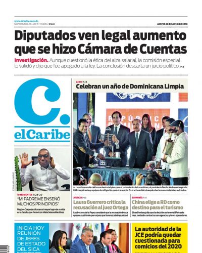 Portada Periódico El Caribe, Jueves 28 de Junio 2018