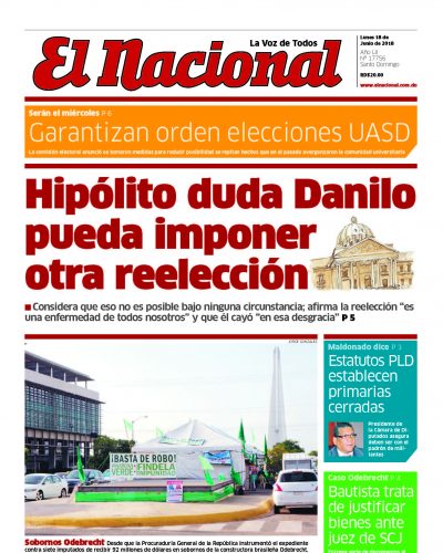 Portada Periódico El Nacional, Lunes 18 de Junio 2018