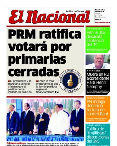 Portada Periódico El Nacional, Miércoles 27 de Junio 2018