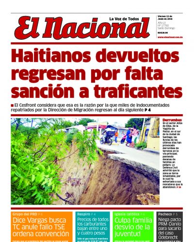 Portada Periódico El Nacional, Viernes 22 de Junio 2018