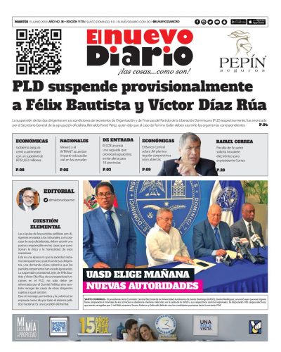 Portada Periódico El Nuevo Diario, Martes 19 de Junio 2018