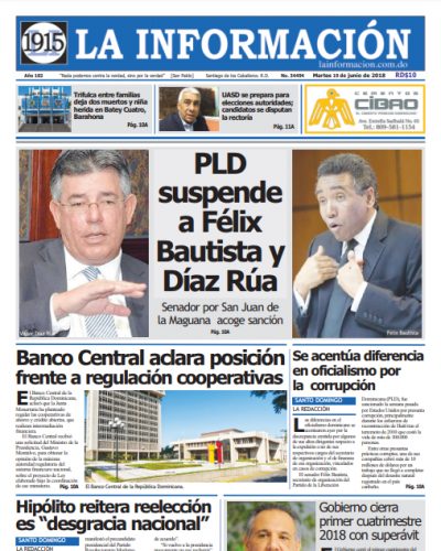 Portada Periódico La Información, Martes 19 de Junio 2018