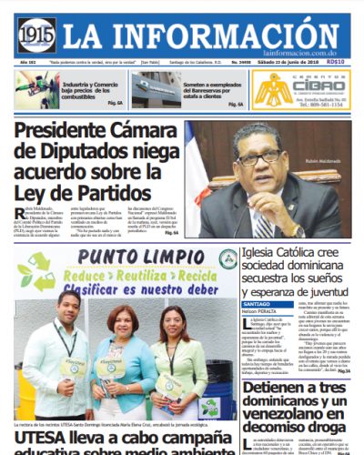 Portada Periódico La Información, Sábado 23 de Junio 2018