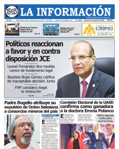 Portada Periódico La Información, Viernes 22 de Junio 2018