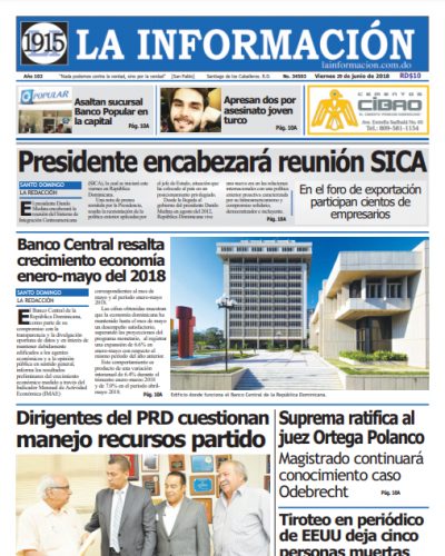 Portada Periódico La Información, Viernes 29 de Junio 2018