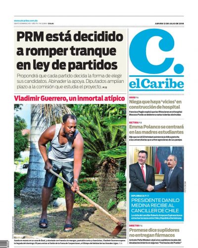 Portada Periódico El Caribe, Jueves 12 de Julio 2018