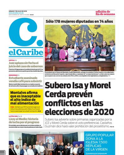 Portada Periódico El Caribe, Sábado 07 de Julio 2018