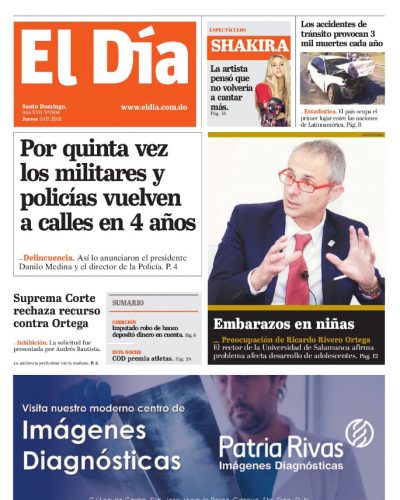 Portada Periódico El Día, Jueves 05 de Julio 2018