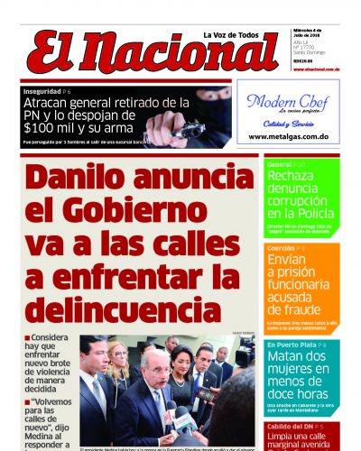 Portada Periódico El Nacional, Miércoles 04 de Julio 2018