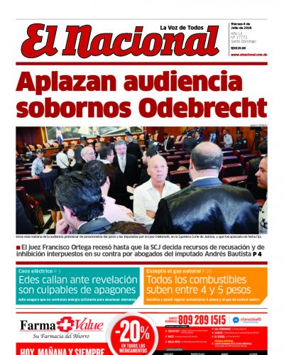 Portada Periódico El Nacional, Viernes 06 de Julio 2018