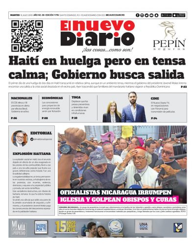 Portada Periódico El Nuevo Diario, Martes 10 de Julio 2018
