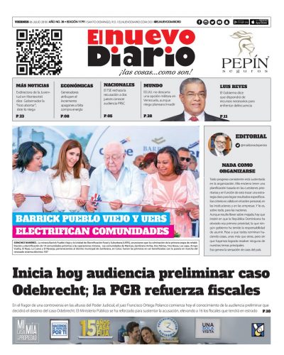 Portada Periódico El Nuevo Diario, Viernes 06 de Julio 2018