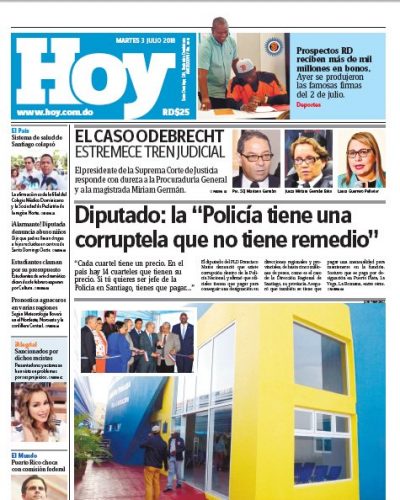 Portada Periódico Hoy, Jueves 05 de Julio 2018