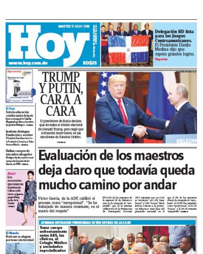 Portada Periódico Hoy, Martes 17 de Julio 2018