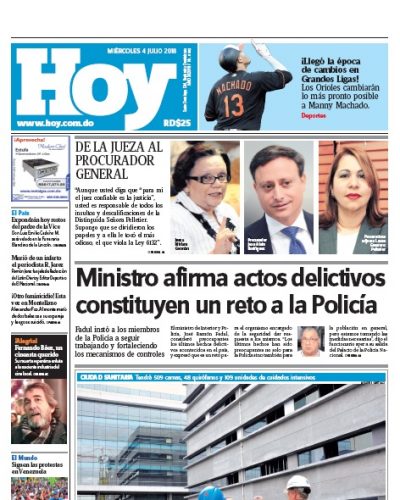 Portada Periódico Hoy, Miércoles 04 de Julio 2018