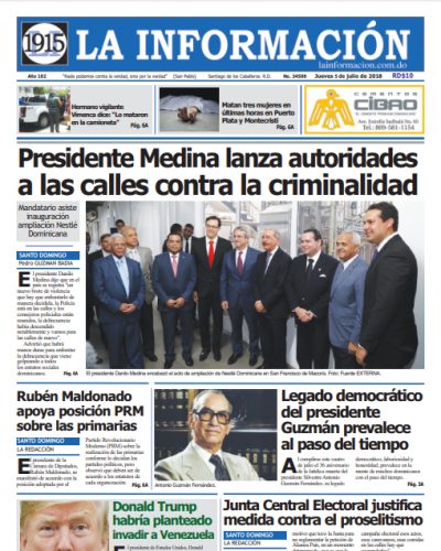 Portada Periódico La Información, Jueves 05 de Julio 2018