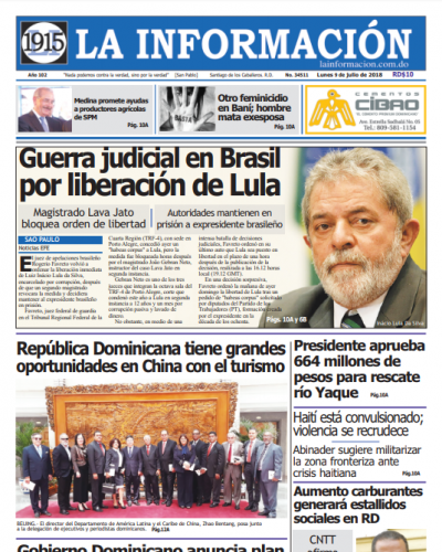 Portada Periódico La Información, Lunes 09 de Julio 2018