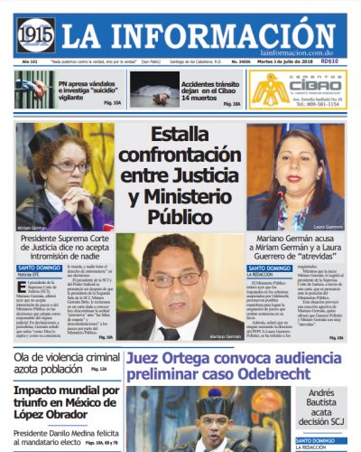 Portada Periódico La Información, Martes 03 de Julio 2018