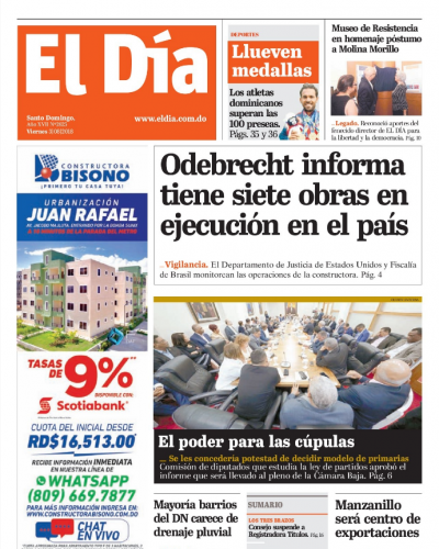 Portada Periódico El Día, Viernes 3 de Agosto 2018