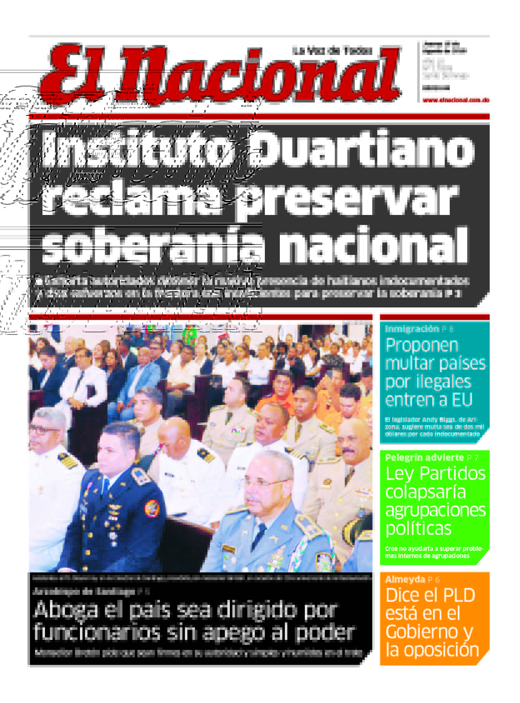 Portada Periódico El Nacional, Jueves 16 de Agosto 2018