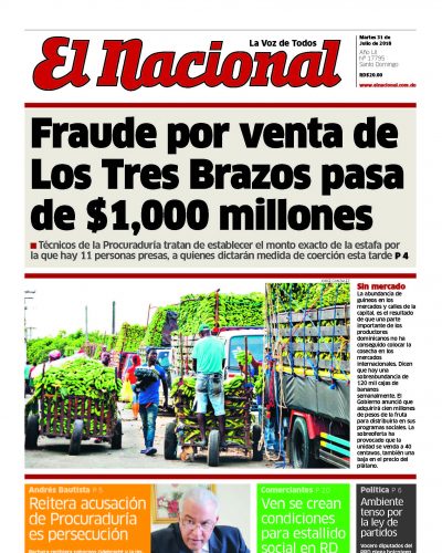 Portada Periódico El Nacional, Martes 31 de Agosto 2018