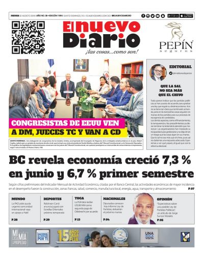 Portada Periódico El Nuevo Diario, Jueves 2 de Agosto 2018