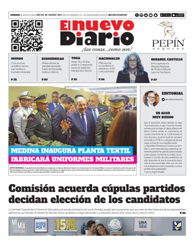 Portada Periódico El Nuevo Diario, Viernes 3 de Agosto 2018
