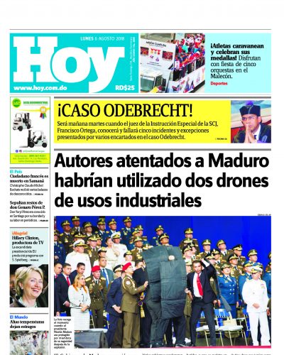 Portada Periódico Hoy, Lunes 6 de Agosto 2018