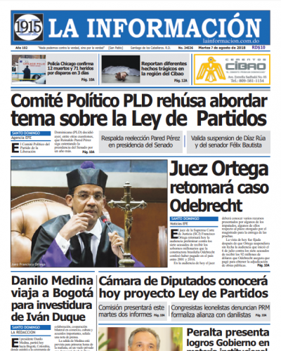 Portada Periódico La Información, Martes 7 de Agosto 2018
