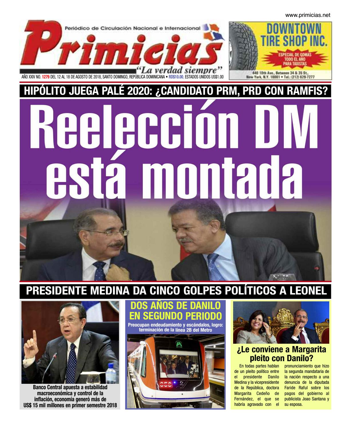 Portada Periódico Primicias, Lunes 13 de Agosto 2018
