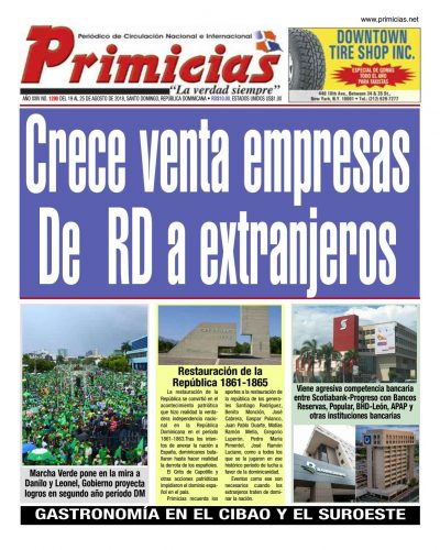 Portada Periódico Primicias, Lunes 20 de Agosto 2018