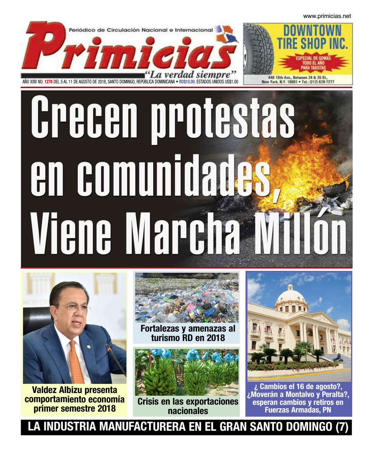 Portada Periódico Primicias, Lunes 6 de Agosto 2018