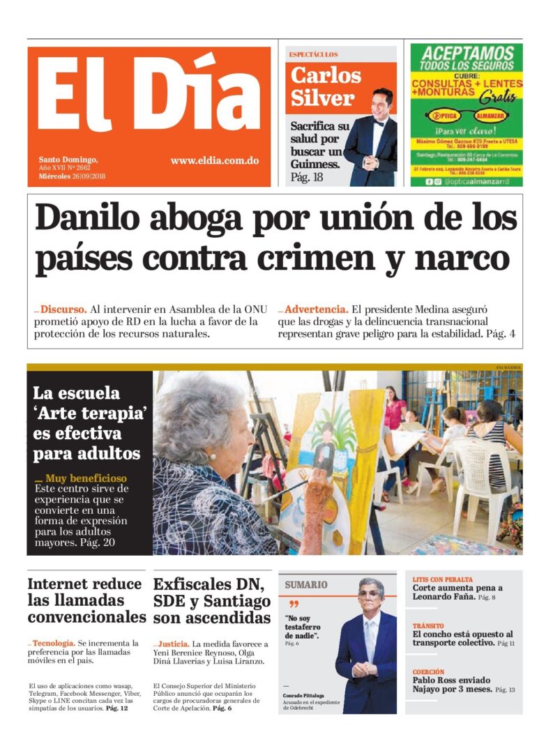 Portada Periódico El Día, Miércoles 26 de Septiembre 2018