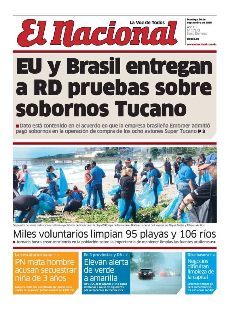 Portada Periódico El Nacional, Domingo 30 de Septiembre 2018