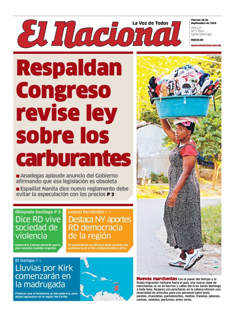 Portada Periódico El Nacional, Viernes 28 de Septiembre 2018