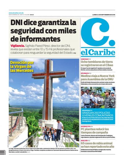 Portada Periódico El Caribe, Lunes 24 de Septiembre 2018