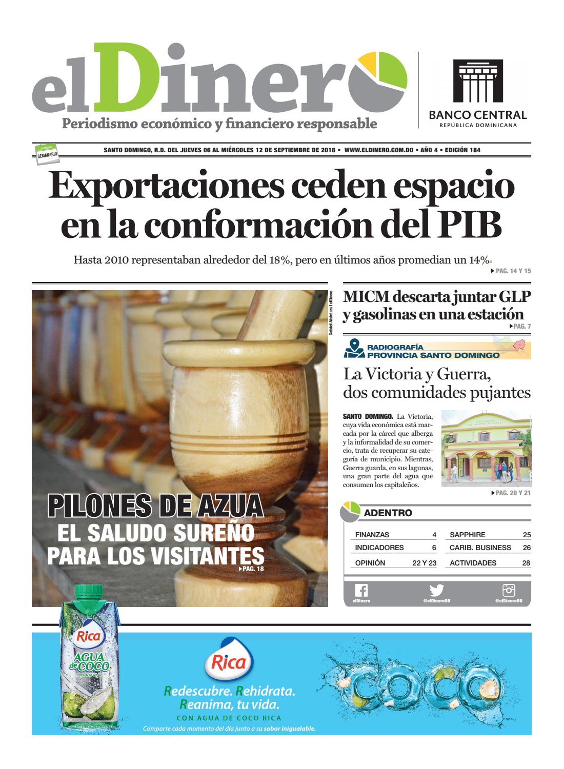 Portada Periódico El Dinero, Jueves 07 de Septiembre 2018