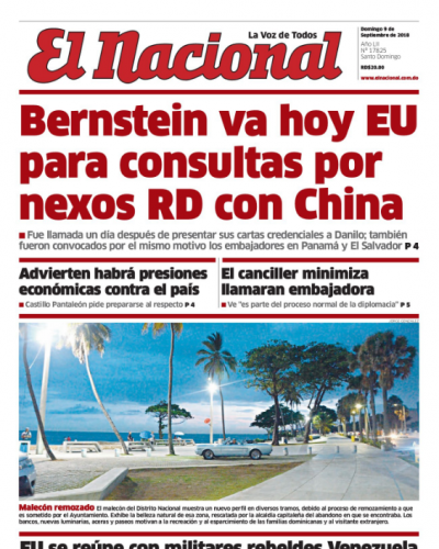 Portada Periódico El Nacional, Domingo 09 de Septiembre 2018