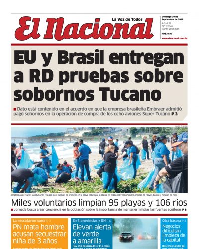 Portada Periódico El Nacional, Domingo 30 de Septiembre 2018