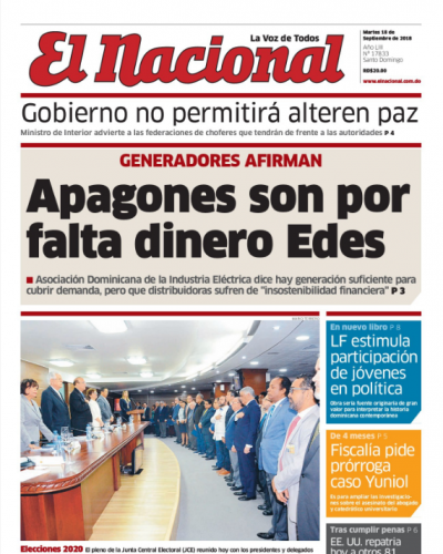 Portada Periódico El Nacional, Martes 18 de Septiembre 2018