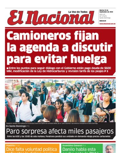 Portada Periódico El Nacional, Martes 25 de Septiembre 2018