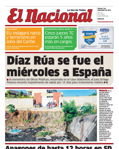 Portada Periódico El Nacional, Viernes 07 de Septiembre 2018