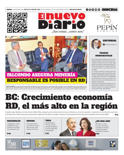 Portada Periódico El Nuevo Diario, Jueves 07 de Septiembre 2018