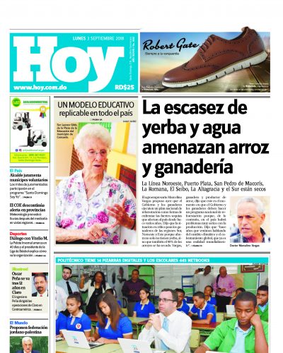 Portada Periódico Hoy, Lunes 03 de Septiembre 2018