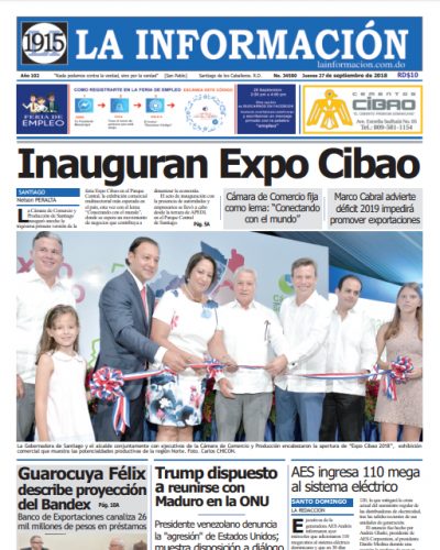 Portada Periódico La Información, Jueves 27 de Septiembre 2018