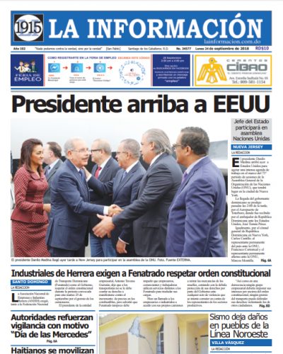 Portada Periódico La Información, Lunes 24 de Septiembre 2018