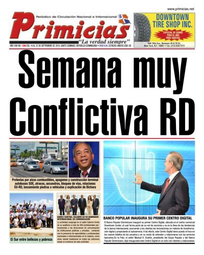 Portada Periódico Primicias, Lunes 17 de Septiembre 2018